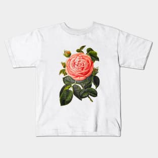 rosebud with green leaves Kids T-Shirt